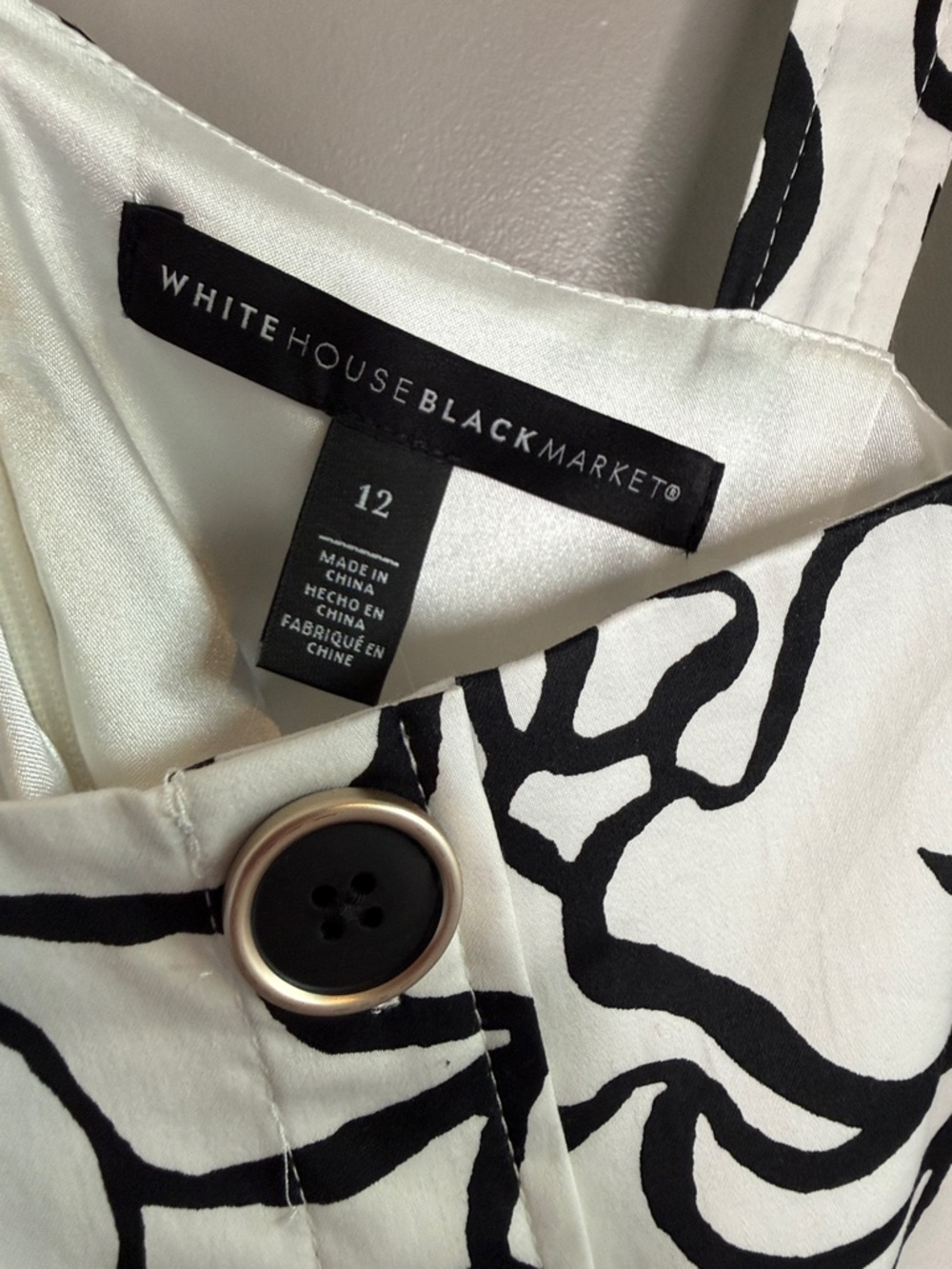 White House Black Market Black and White Floral m Fit and Flare Midi Dress - Picture 3 of 8